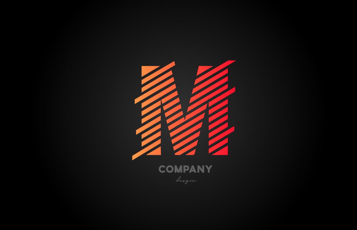 M orange alphabet letter logo icon design for business and company
