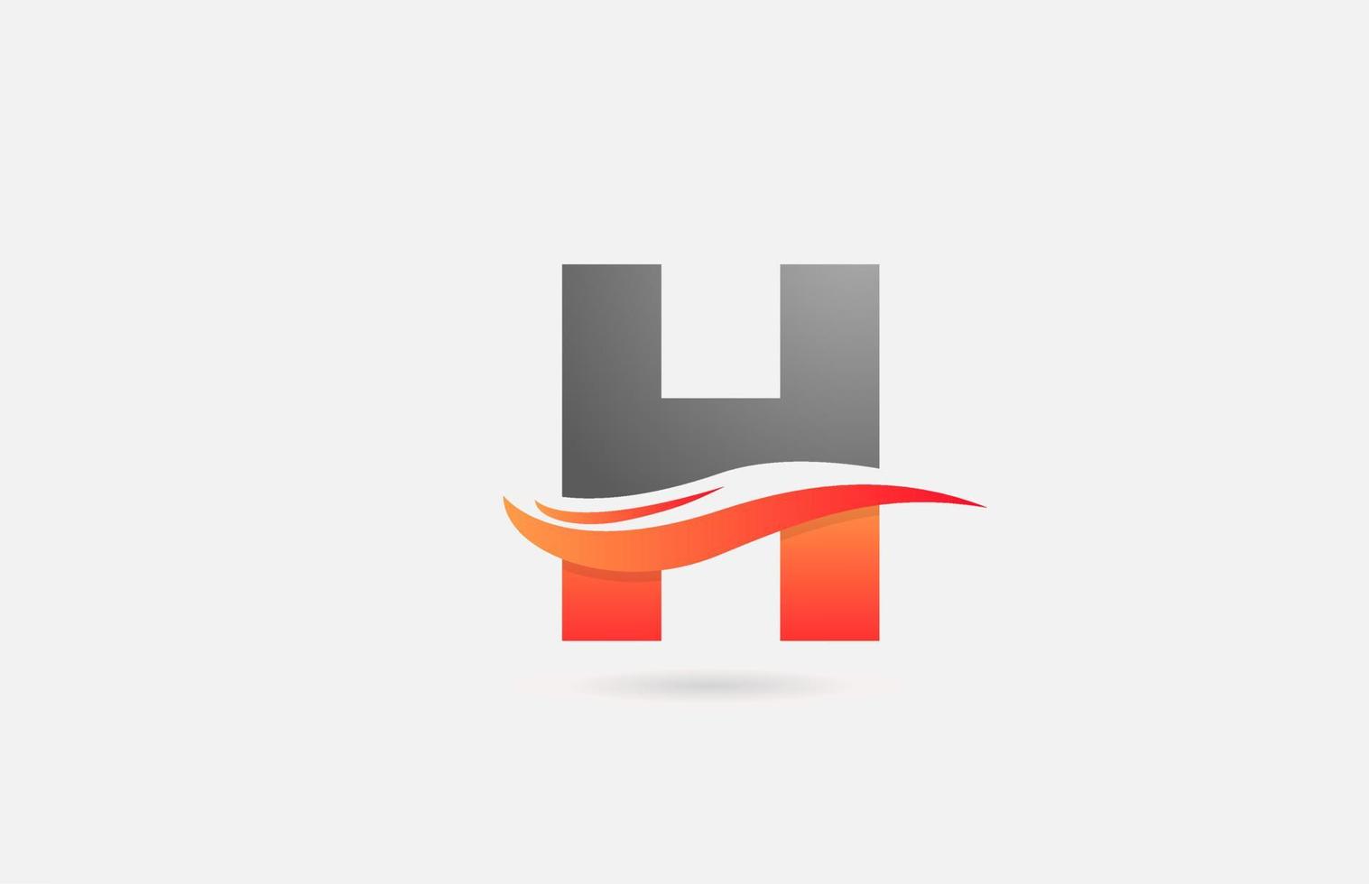 orange grey H alphabet letter logo icon for business and company with swoosh design vector