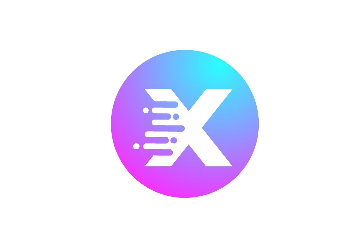 Logo de letra del alfabeto x para empresa y negocio. diseño de círculo azul rosa para la identidad vector