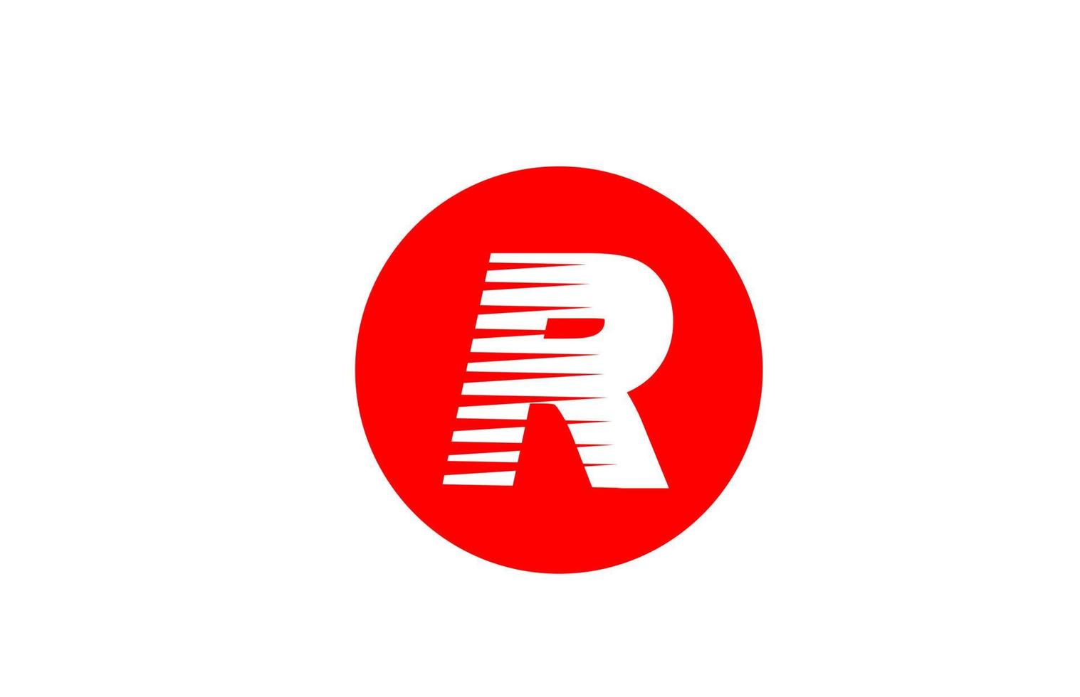 icono del alfabeto letra logo r para empresa y negocio. diseño de icono simple para identidad corporativa con rayas de línea y círculo rojo vector