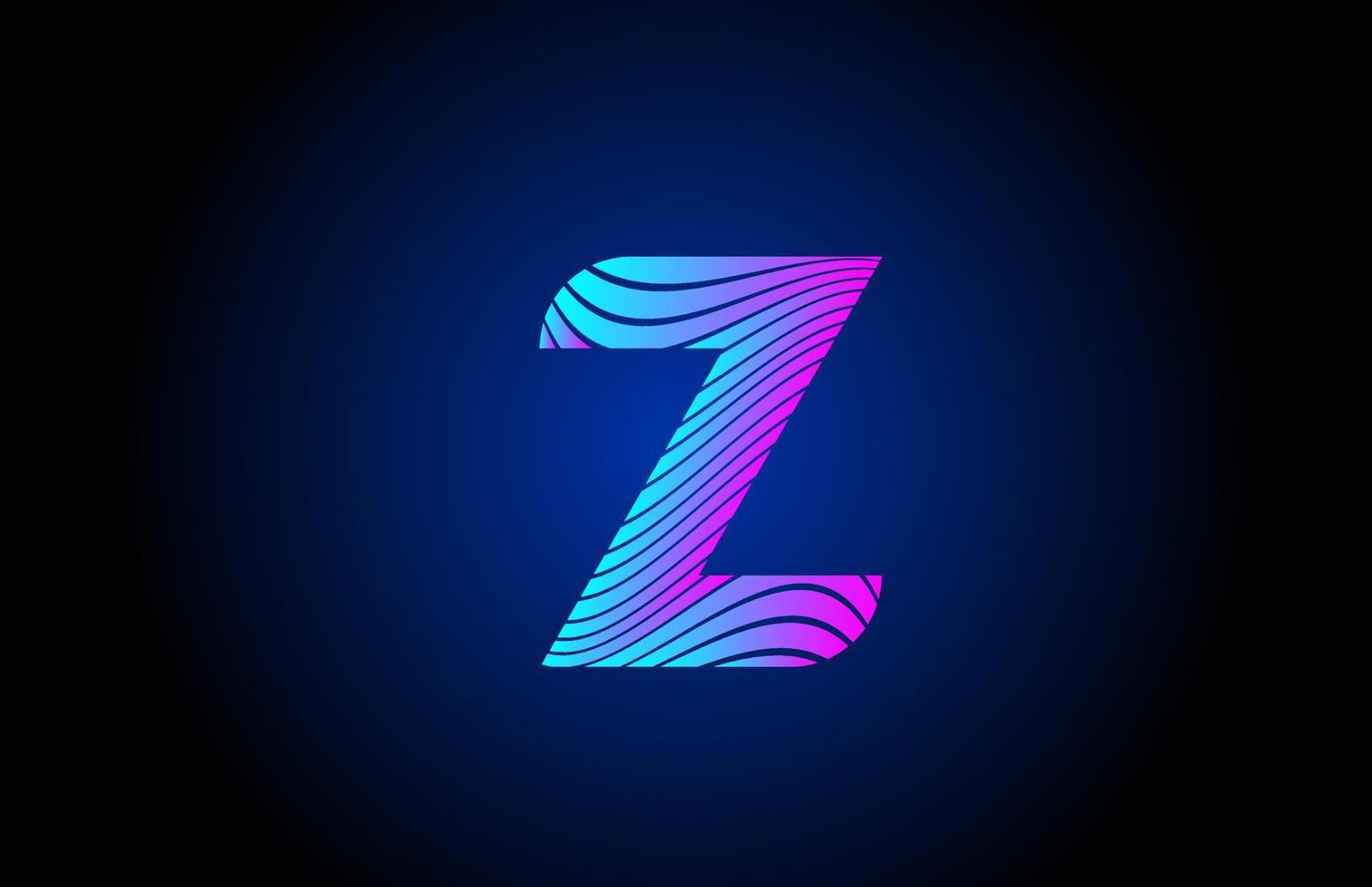 Z pink blue alphabet letter logo icon for company design. Curly line concept for corporate identity vector