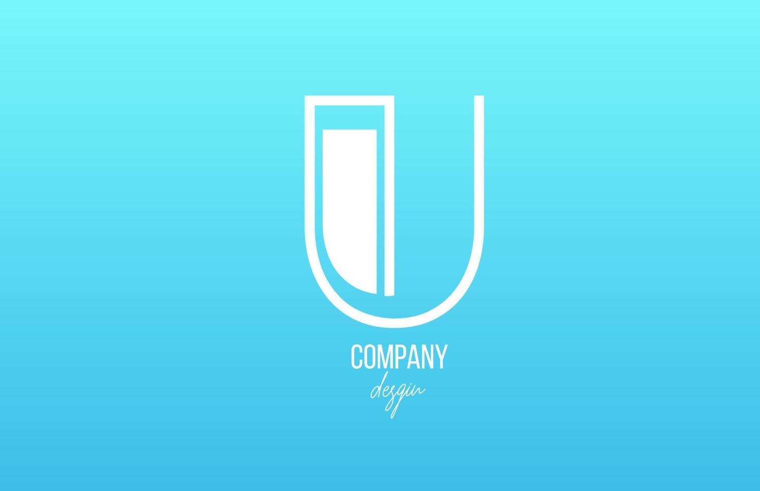 blue white U alphabet letter logo icon with line design for business and company vector