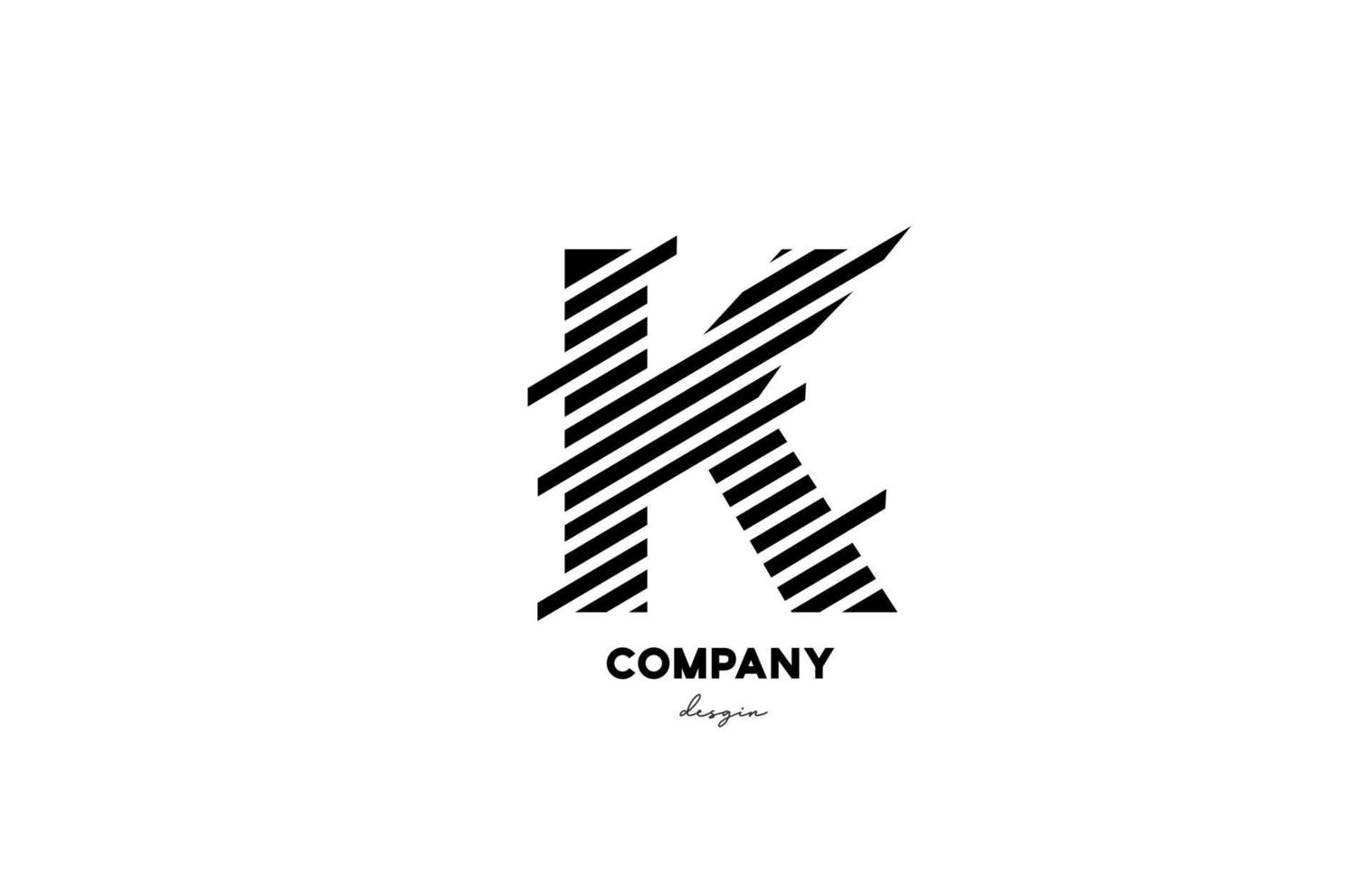 black and white K alphabet letter logo design icon for company and business vector