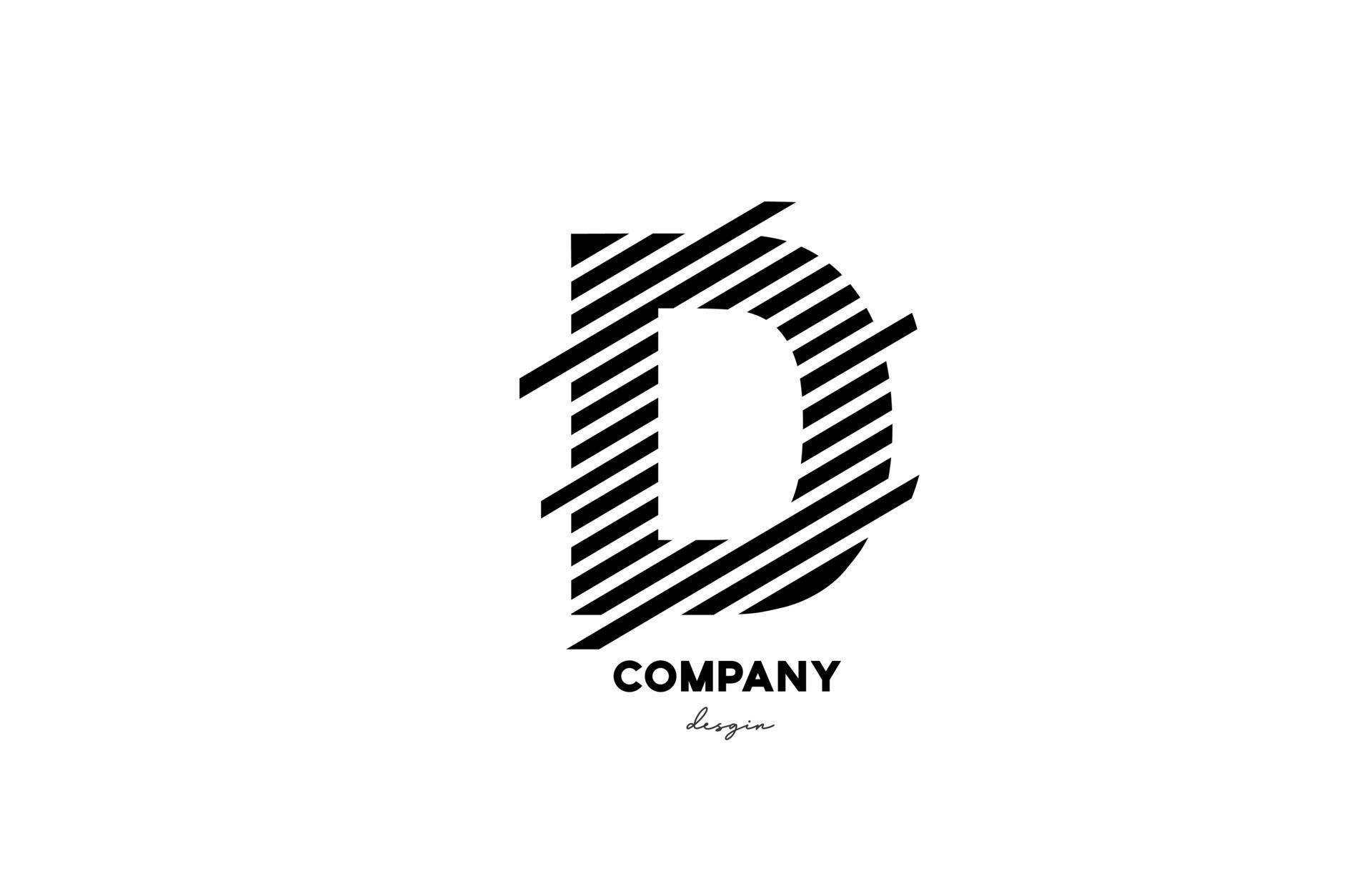 black and white D alphabet letter logo design icon for company and