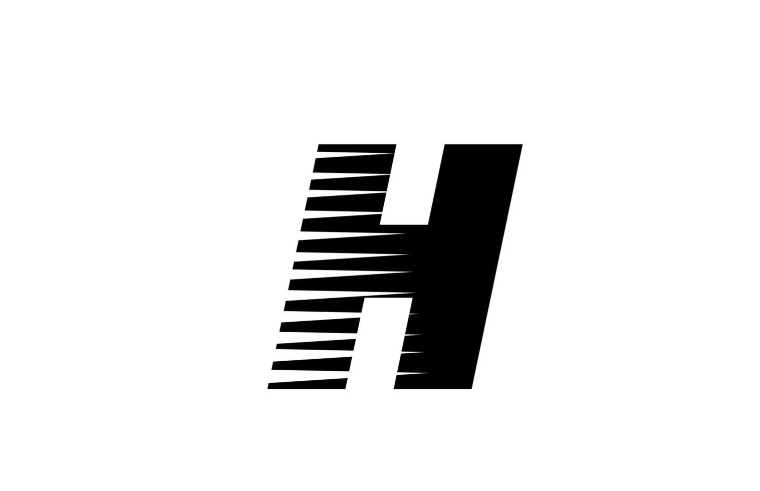línea rayas h alfabeto letra logo icono para negocios y empresa. Diseño simple de letras en blanco y negro para identidad. vector