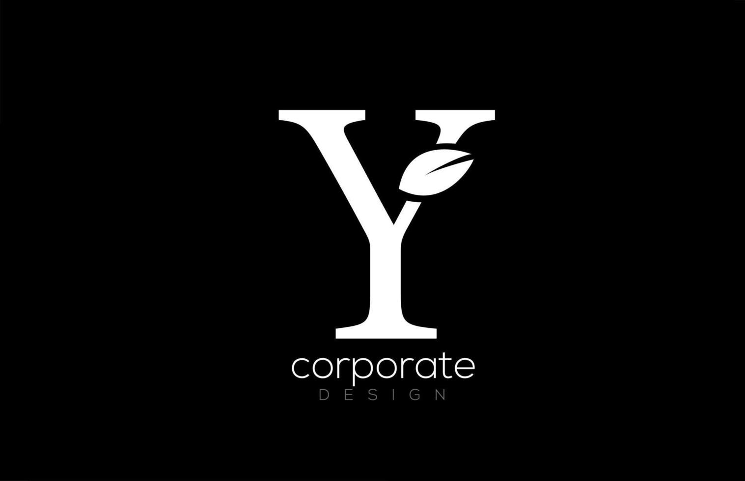 black and white Y letter alphabet leaf logo icon design for company and business vector