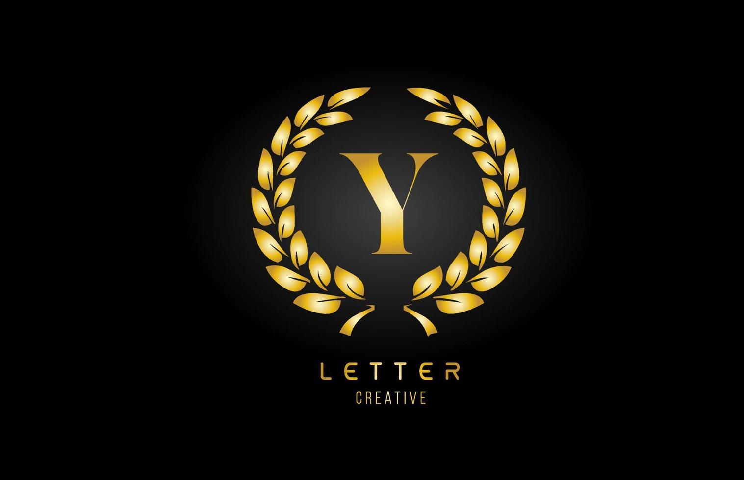 gold golden Y alphabet letter logo icon with floral design for business and company vector