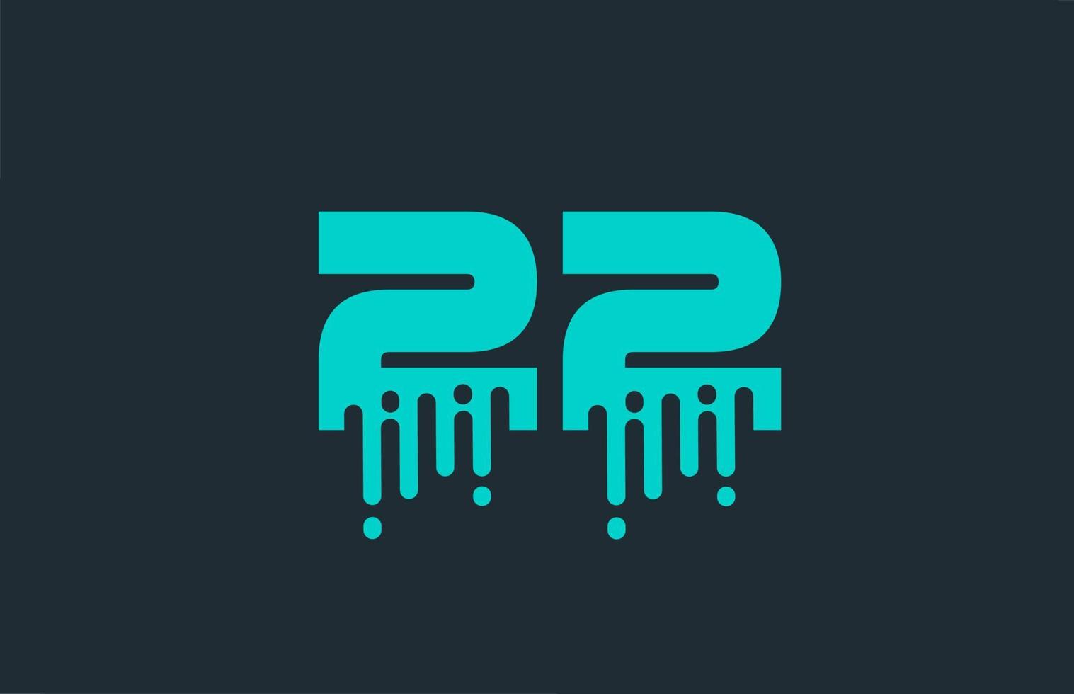Icono de logotipo número 22 azul con diseño de línea para empresa y negocio vector