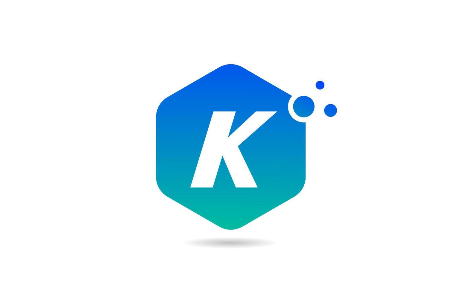 Diseño de icono de logotipo de letra del alfabeto k azul verde con rombo para empresa y negocio vector