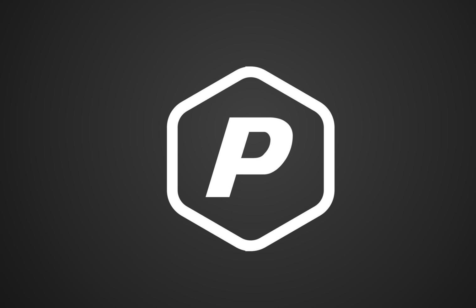 P blanco y negro diseño de icono de logotipo de letra del alfabeto con rombo para negocios y empresa vector