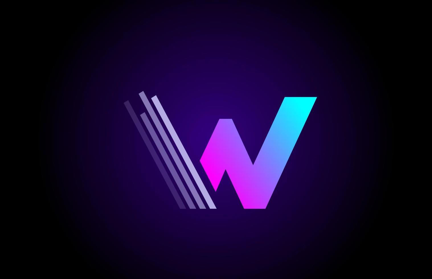 W logo de letra del alfabeto para empresa y negocio. diseño rosa azul para la identidad vector