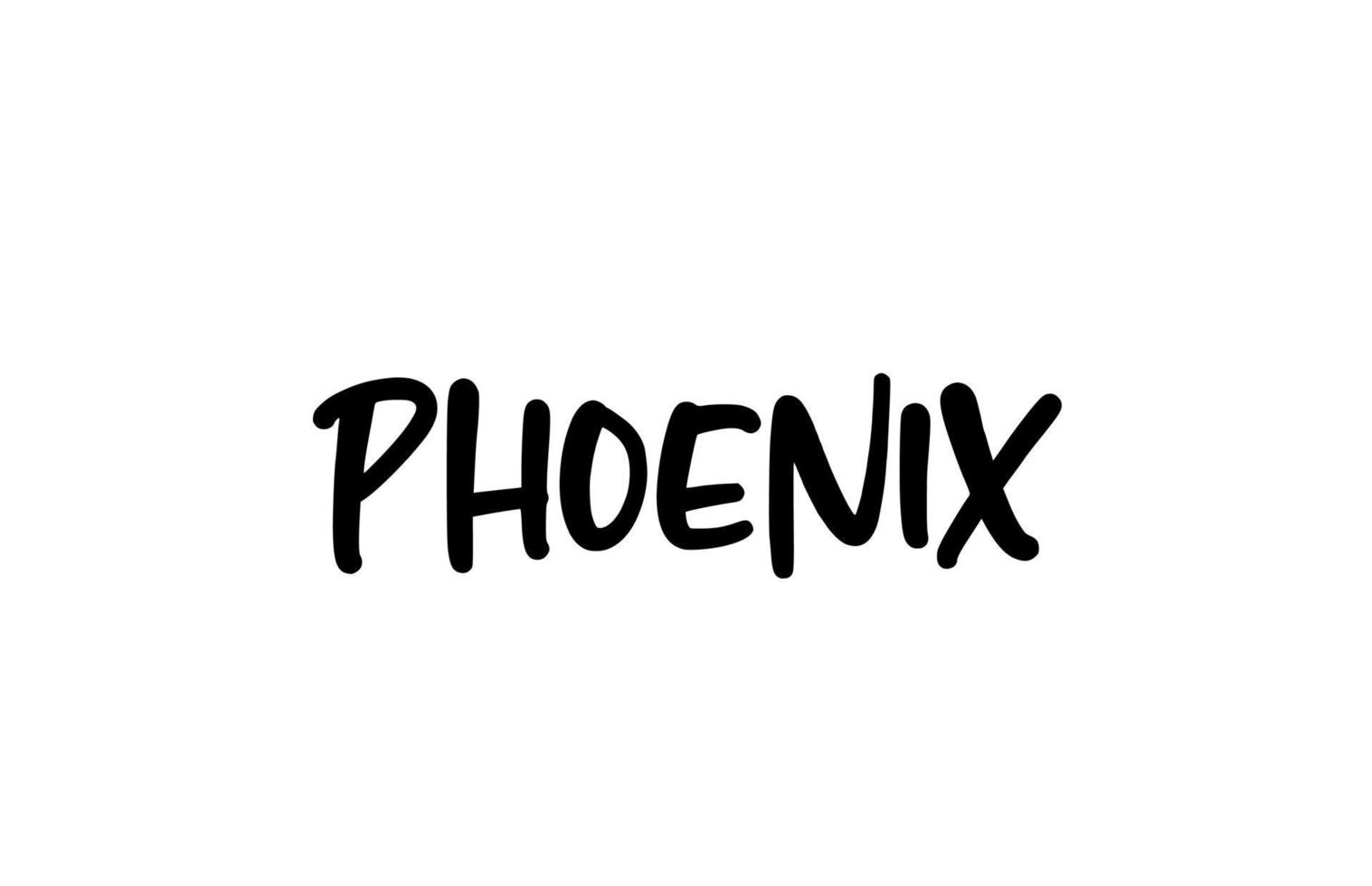 Phoenix City tipografía manuscrita palabra texto letras a mano. texto de caligrafía moderna. de color negro vector