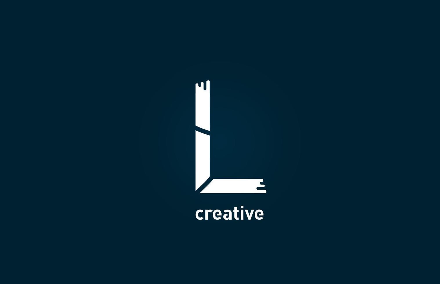 Blanco creativo letra l alfabeto logo diseño icono para empresa y negocio vector