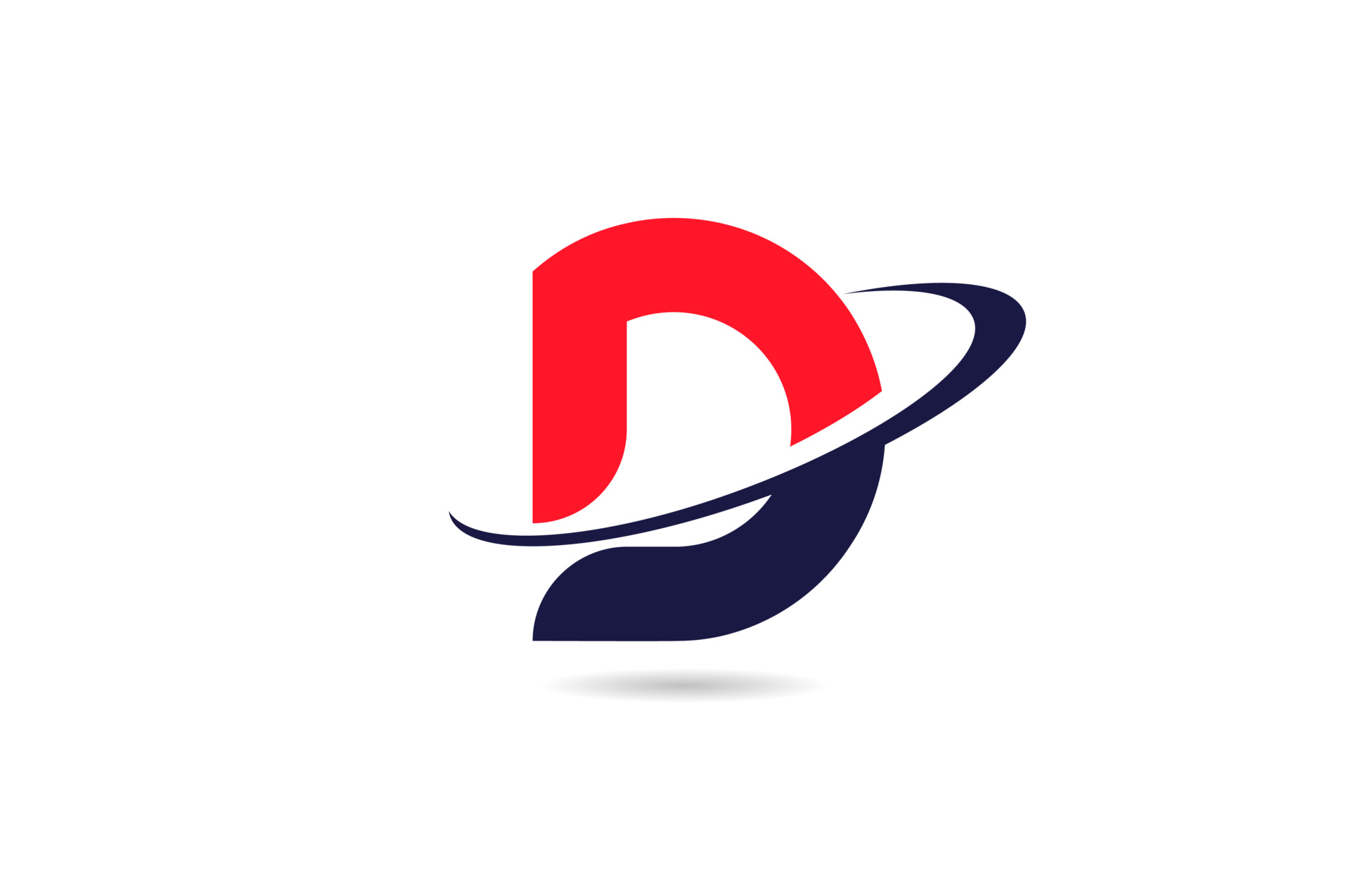 D alphabet letter logo icon design in red blue color with swoosh for