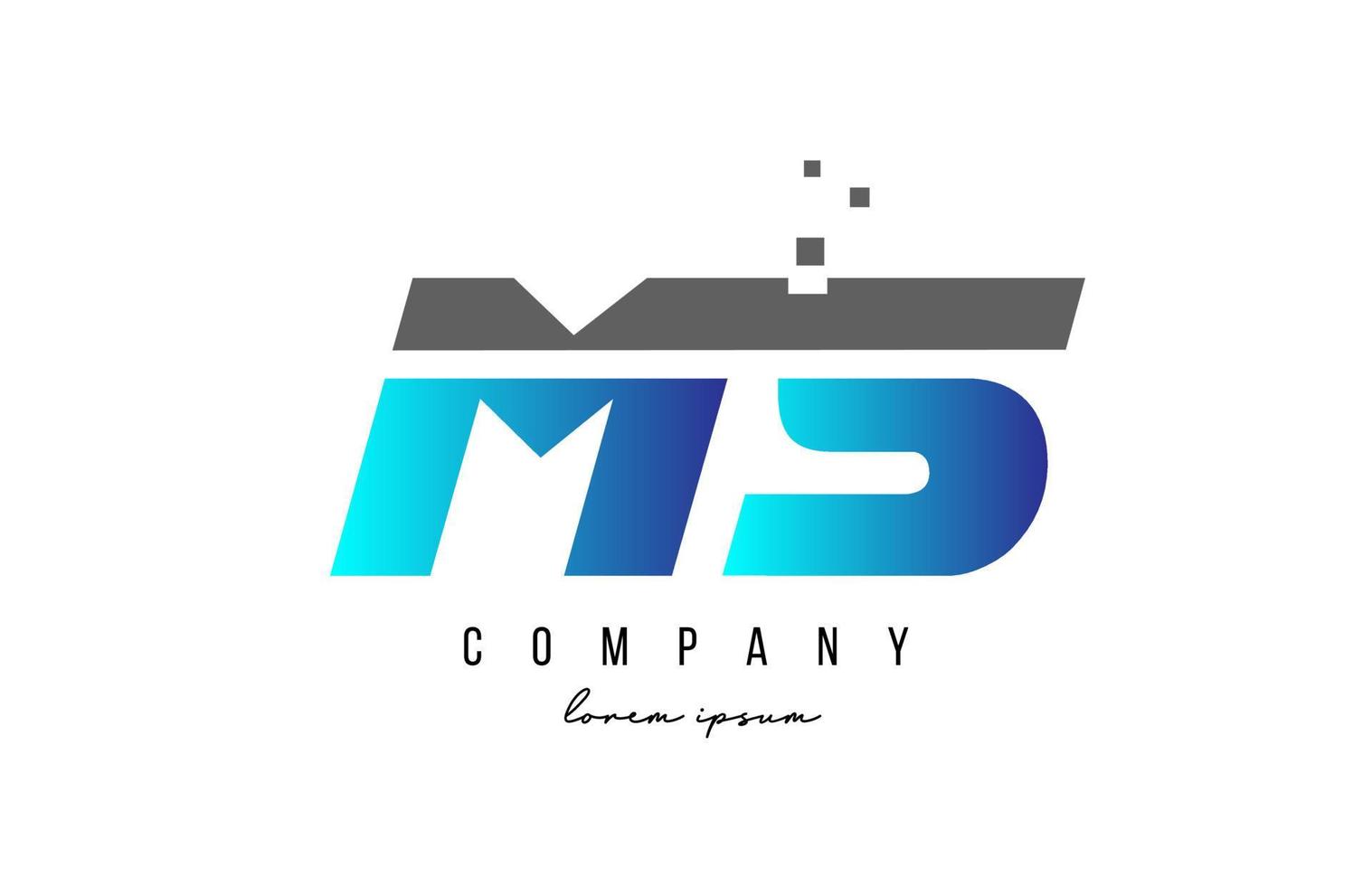 MS M S alphabet letter logo combination in blue and grey color. Creative icon design for company and business vector