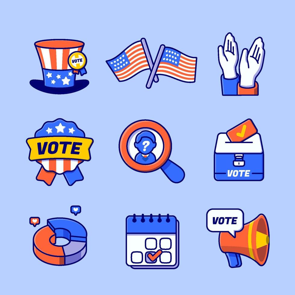 conjunto de iconos de elecciones presidenciales americanas vector