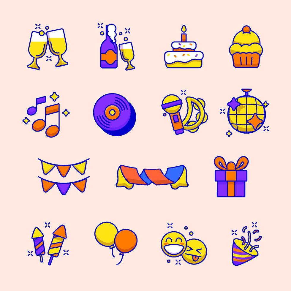 Flat Design of Cute Party Element vector