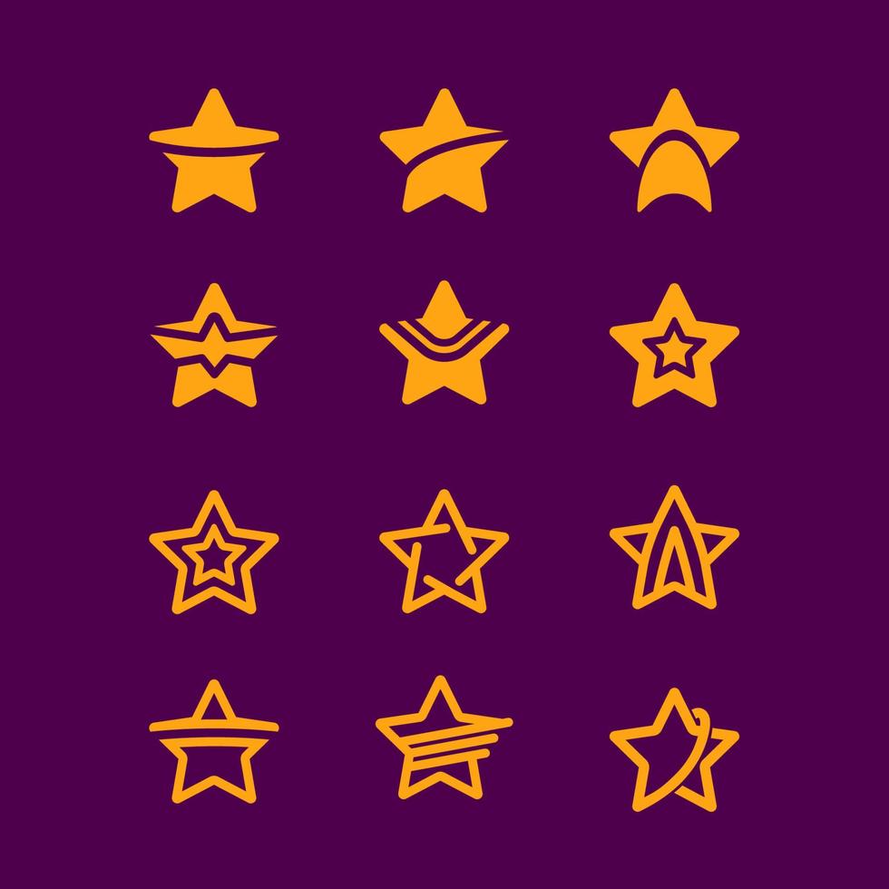 colección de iconos de estrella plana vector