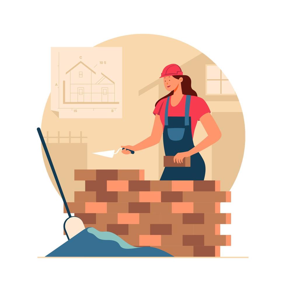 Female Construction Worker vector