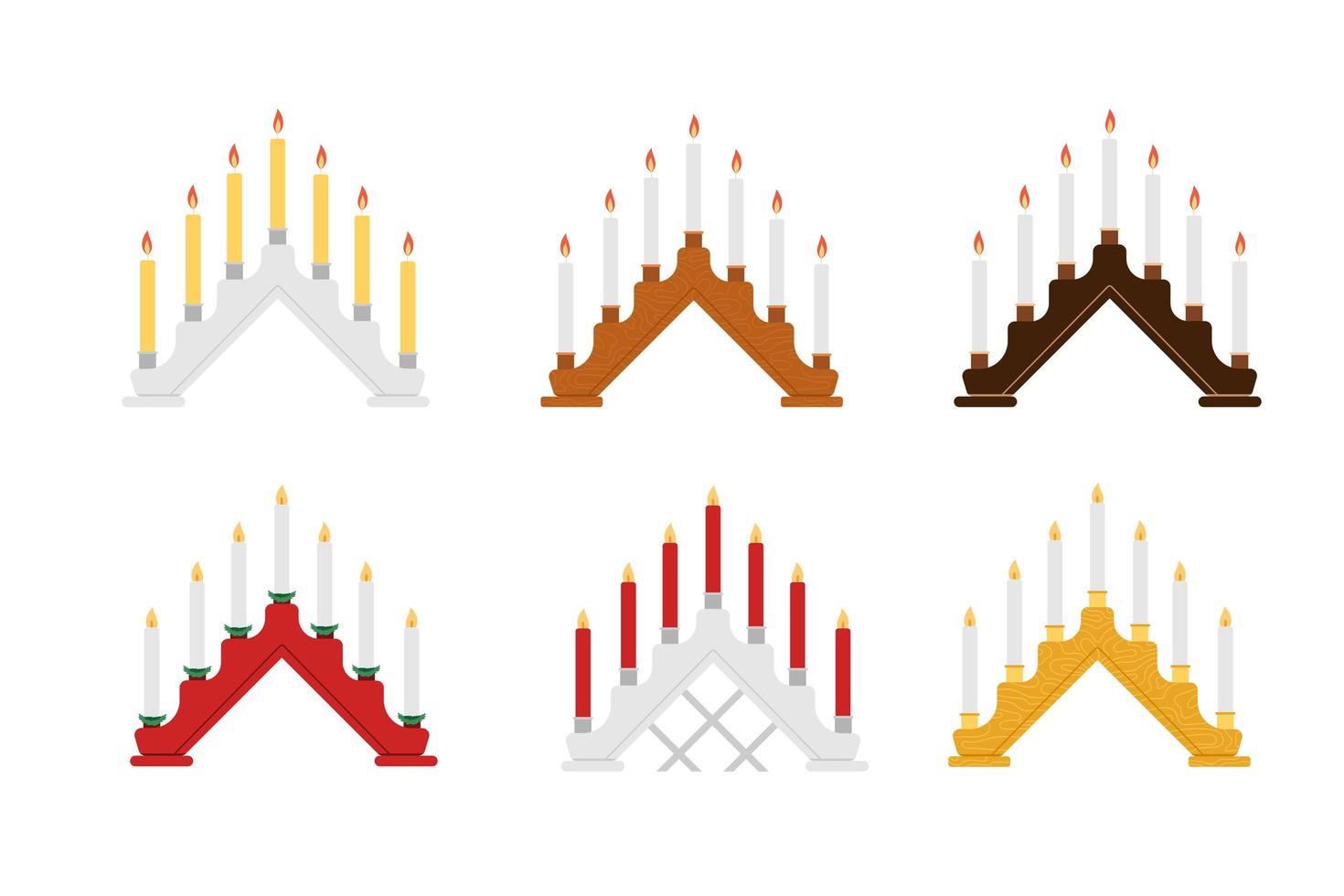 establecer arcos de velas de adviento navidad. ilustración vectorial vector