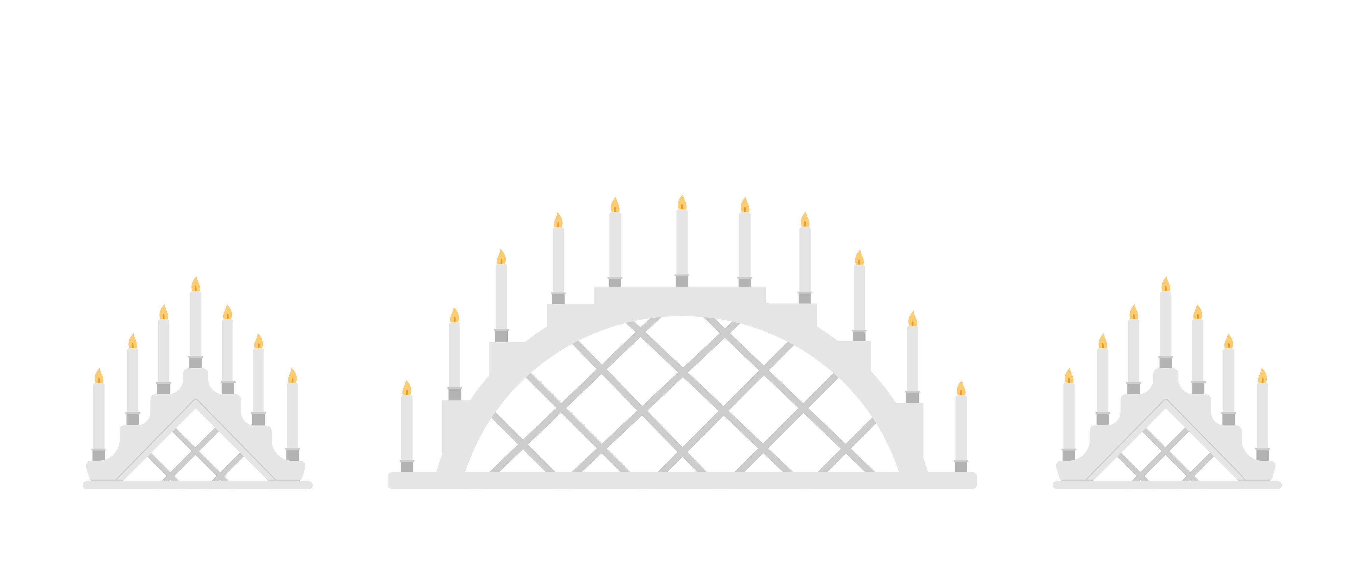 Schwibbogen set candle arch christmas window decoration. Vector