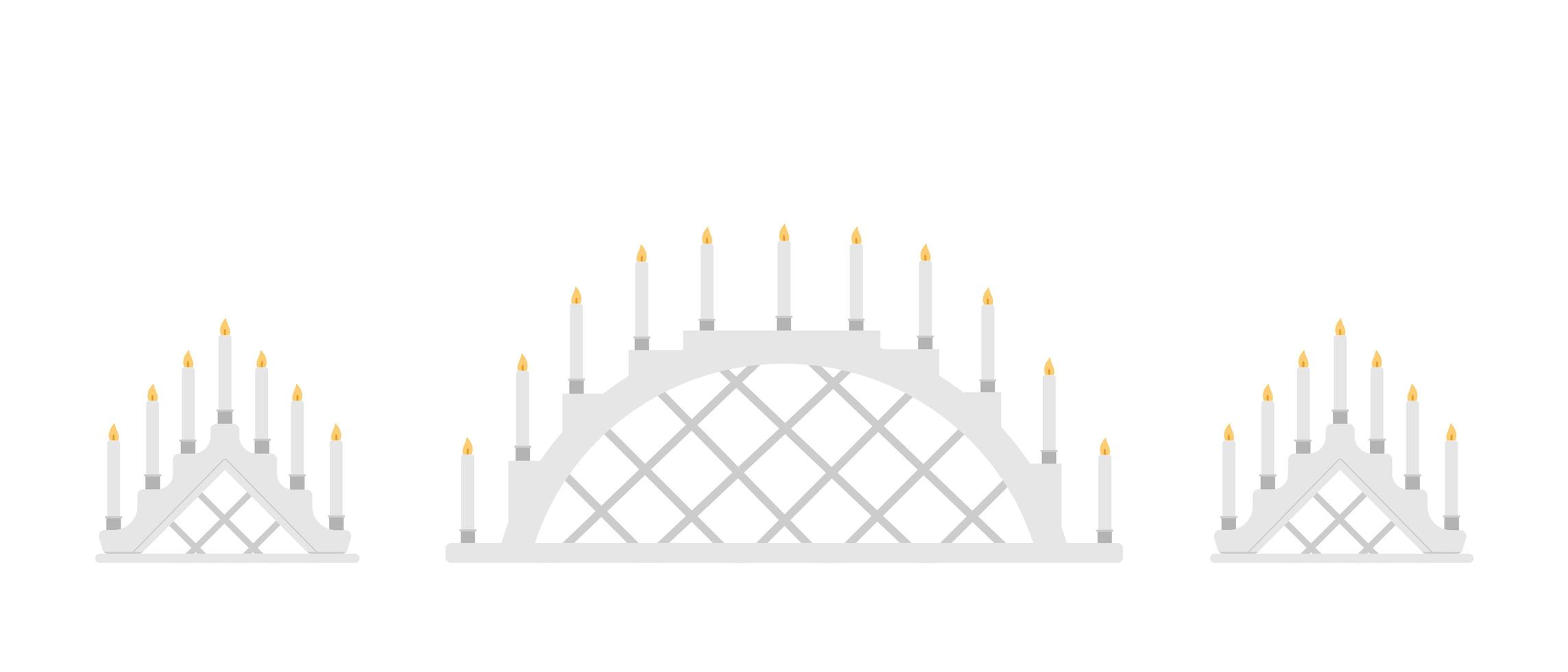 Schwibbogen set candle arch christmas window decoration. Vector illustration