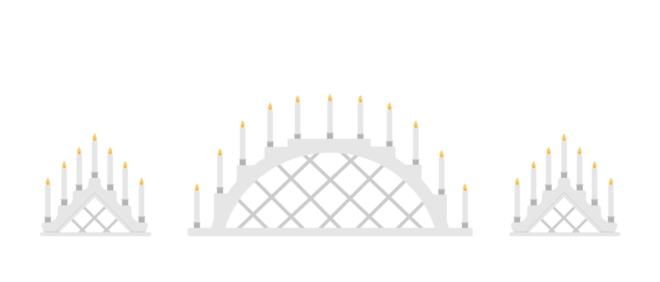 Schwibbogen set candle arch christmas window decoration. Vector illustration