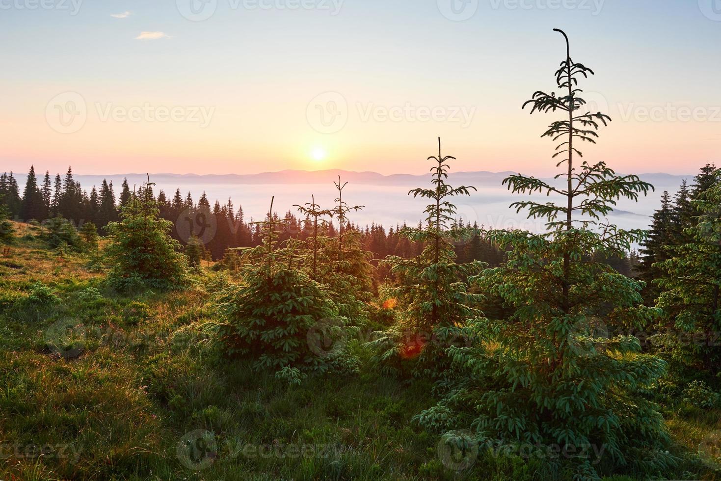 Sunset in the mountains landscape. Dramatic sky. Carpathian of Ukraine Europe photo