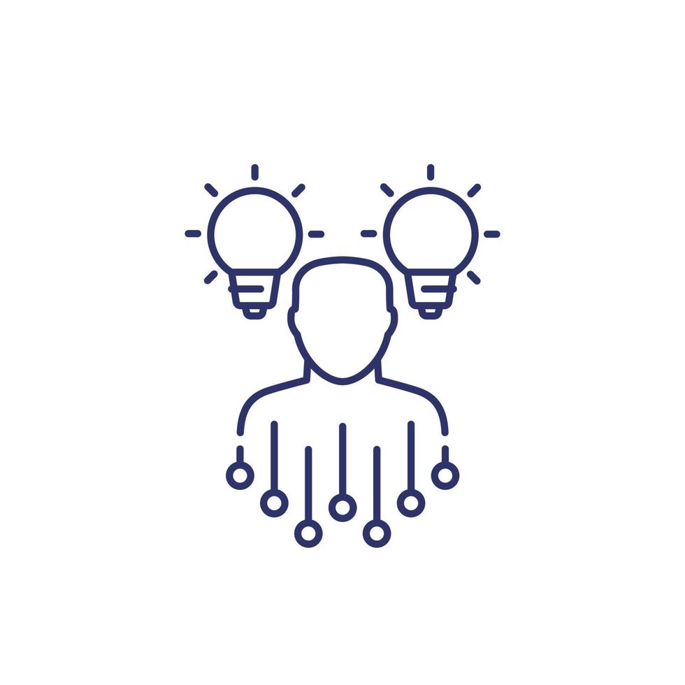idea generation icon on white, line vector
