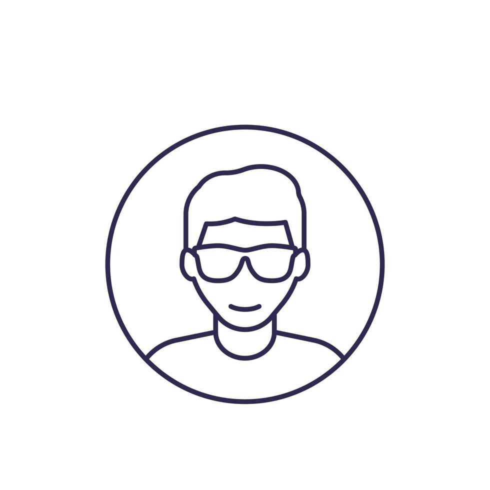 student, nerd guy vector line icon