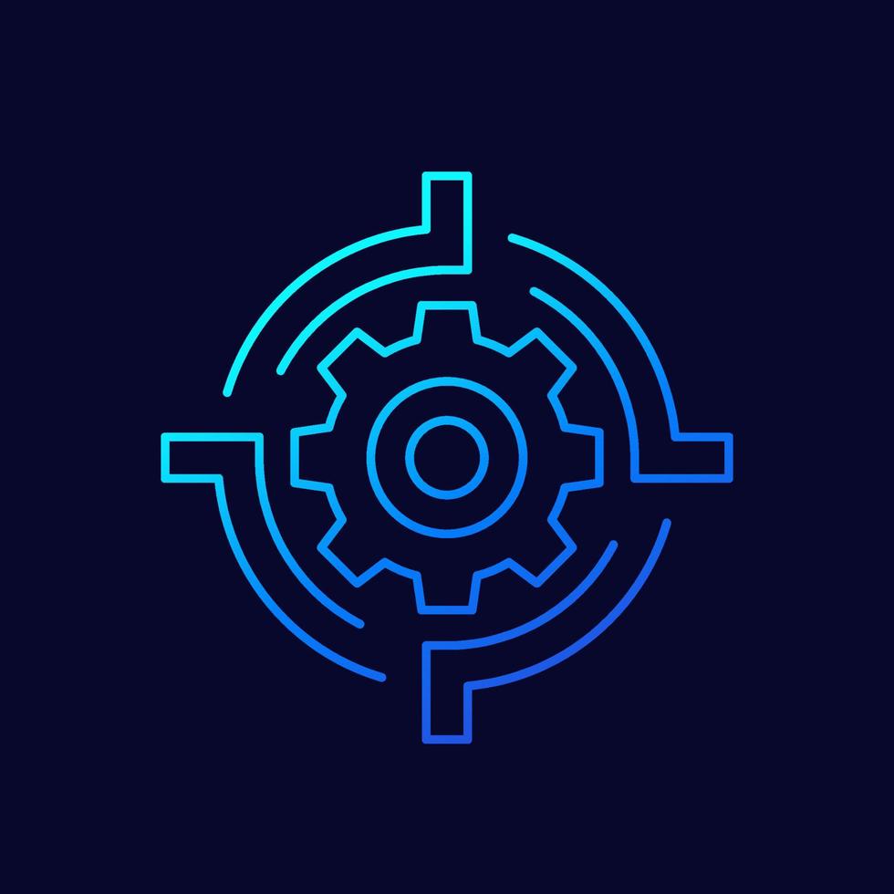 Gear and target line vector icon