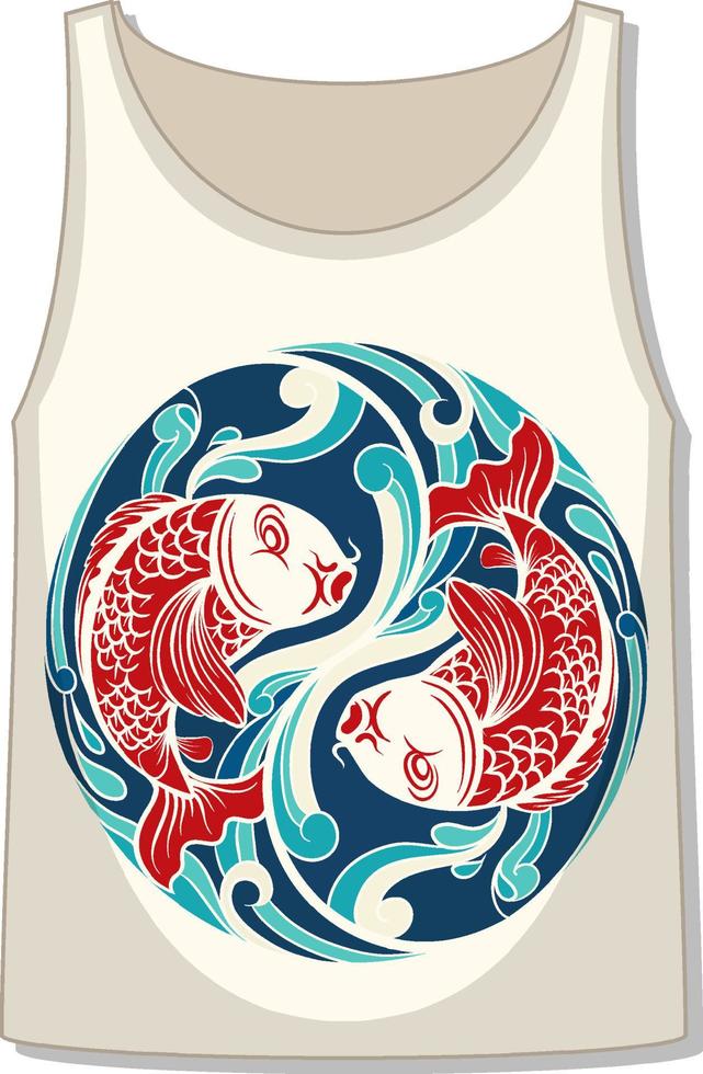 Front of tank top sleeveless with zebra pattern vector