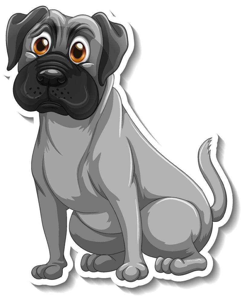 Grey boxer dog cartoon sticker vector