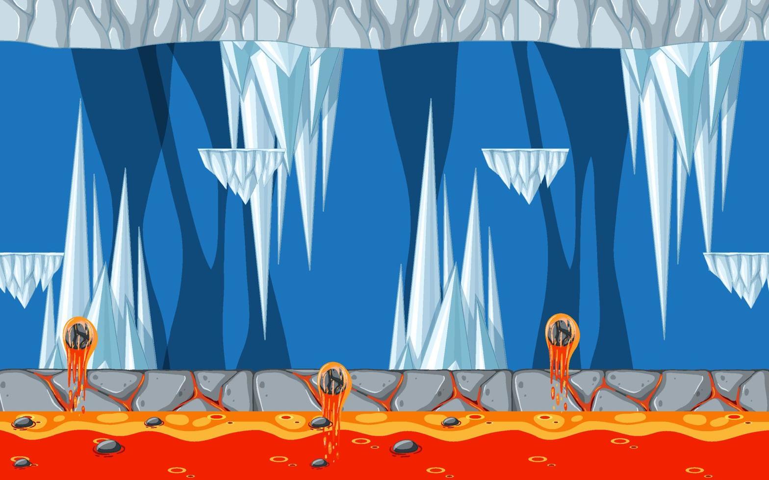 plantilla de escena de juego con cueva de hielo vector