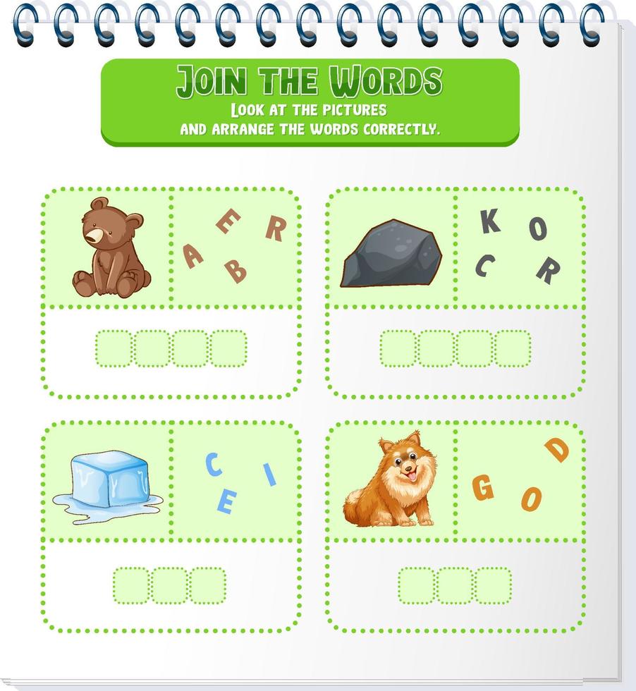 Spelling word game template vector