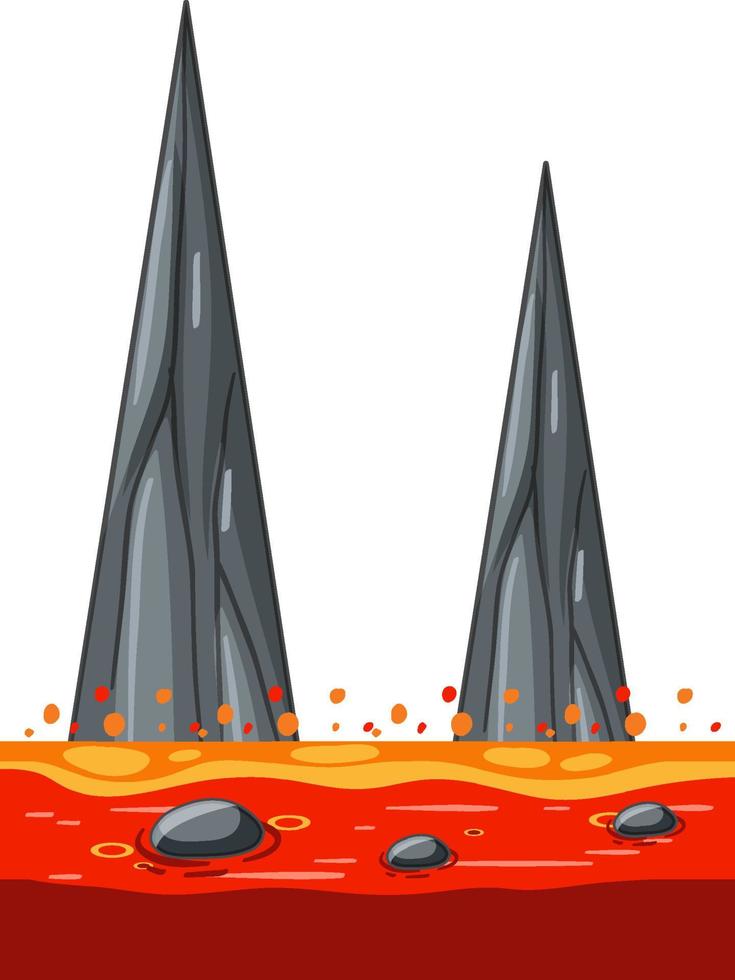 estalagmita con lava caliente en estilo de dibujos animados vector