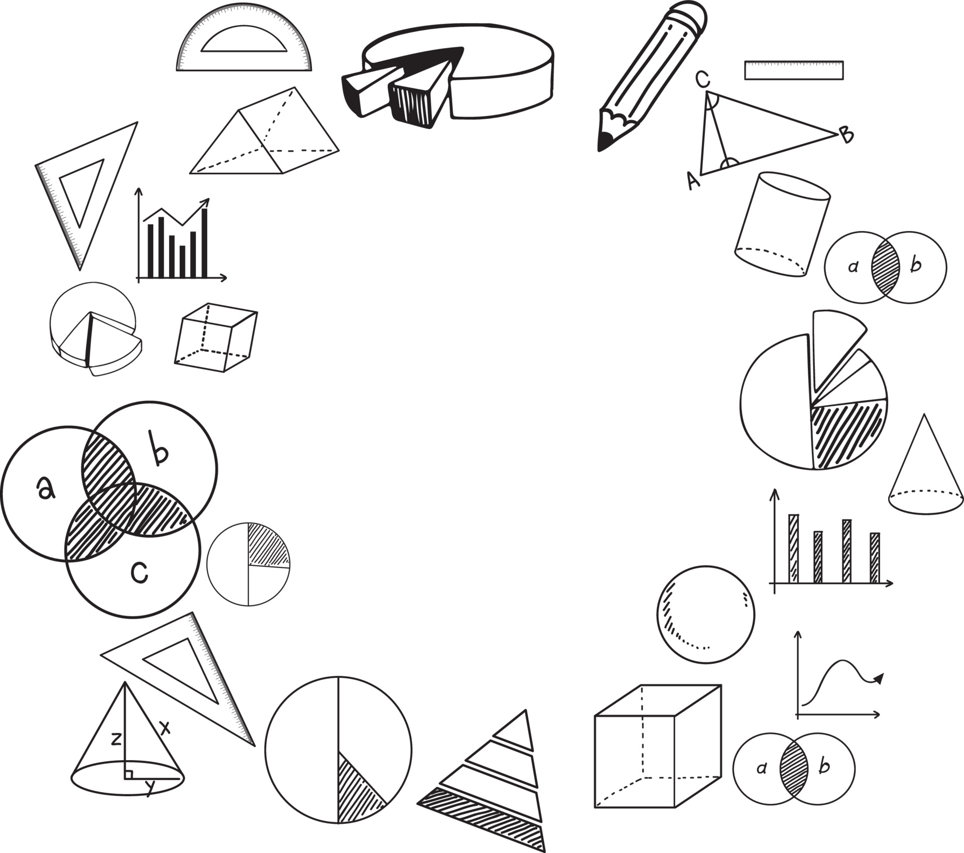 Blank Math Template With Math Tools And Elements 3657835 Vector Art At 