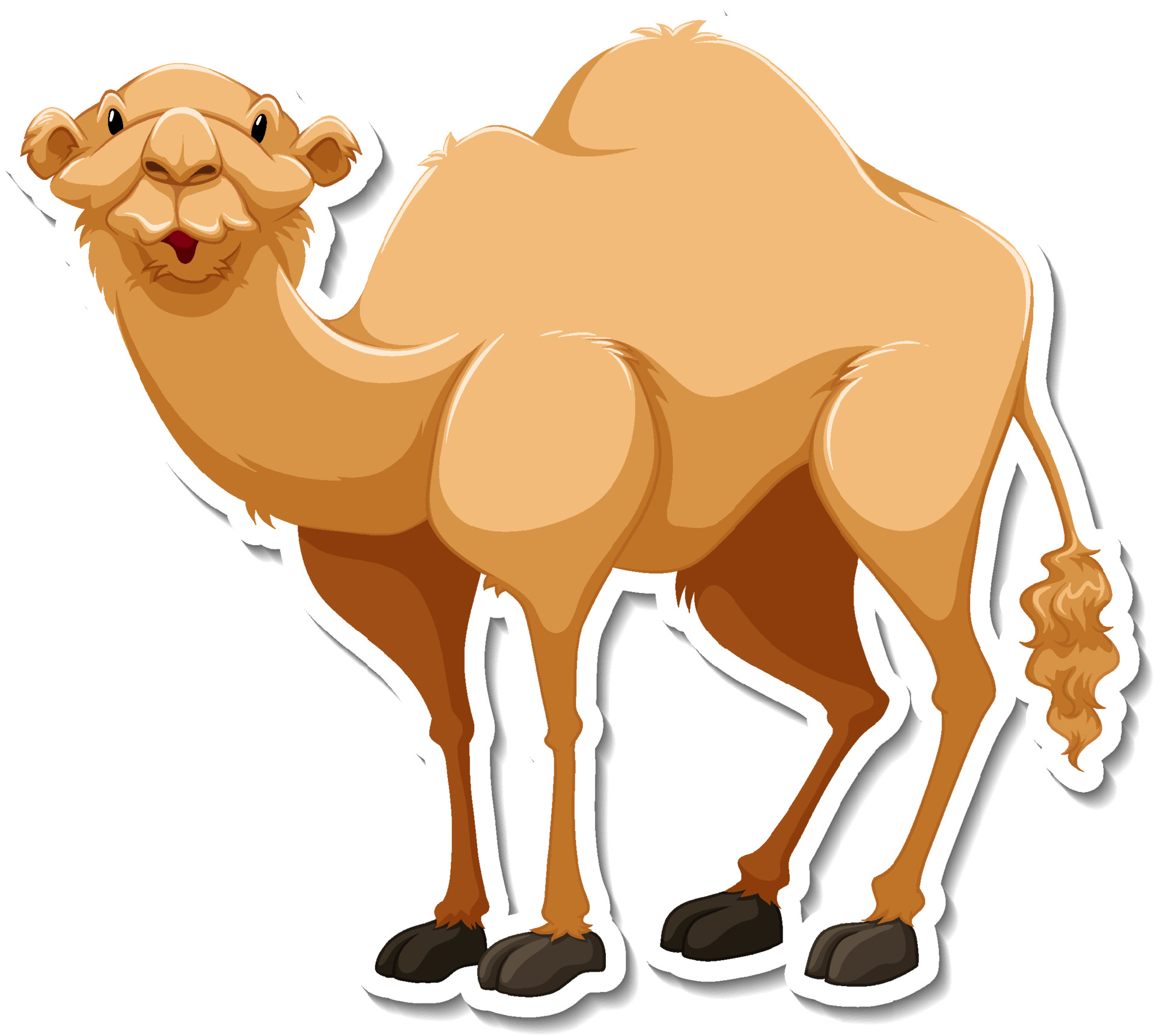 A sticker template of camel cartoon character 3657839 Vector Art at Vecteezy