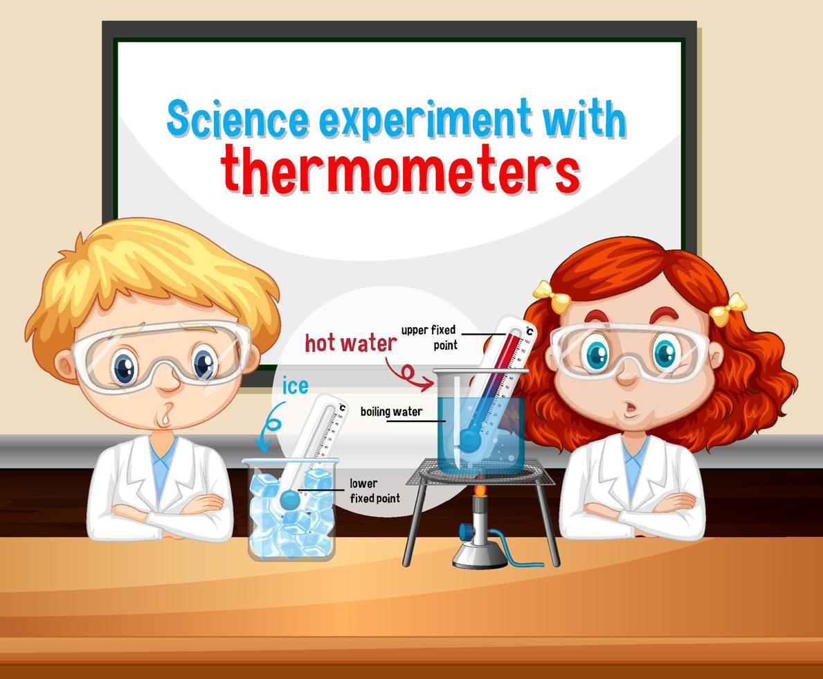 Science experiment with thermometers vector