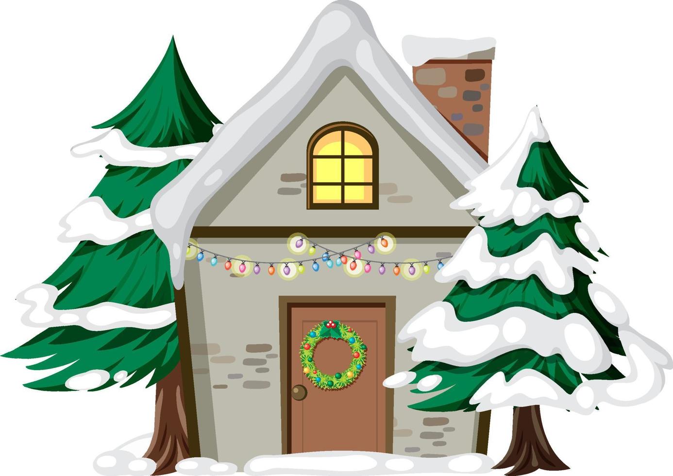 casa de navidad con pinos vector