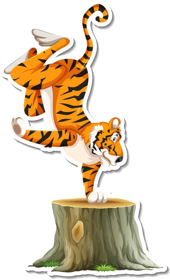 Tiger dancing cartoon character on white background vector