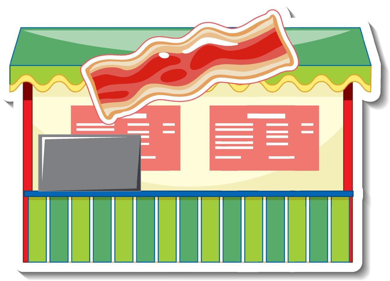 Sticker template with Bacon store front isolated vector