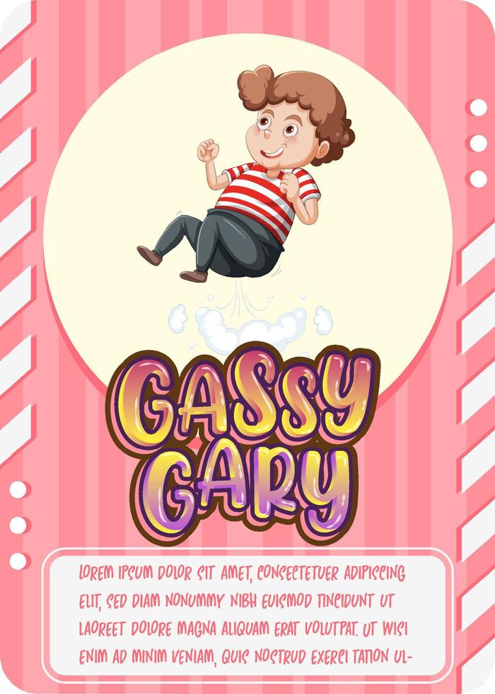 Plantilla de tarjeta de juego de personajes con palabra gary gary vector
