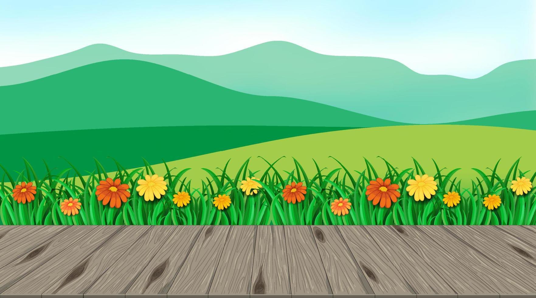 Beautiful outdoor nature scene background view from porch vector