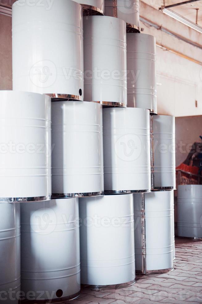 Radioactive barrels at a large waste recycling factory photo