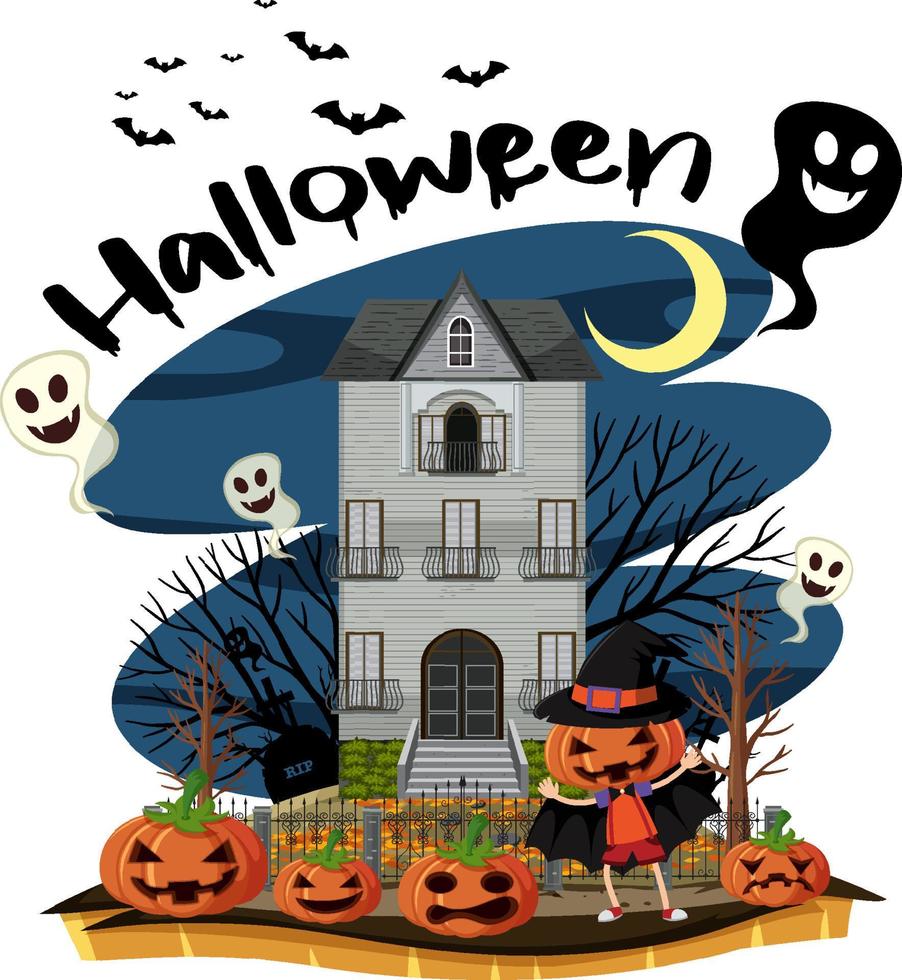 Halloween festival with haunted mansion vector
