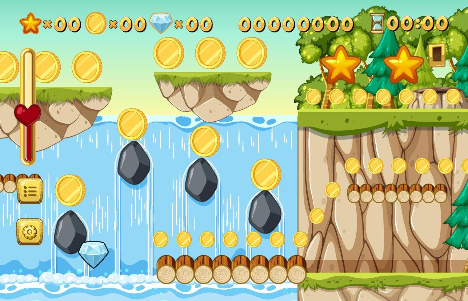 Collecting Coins Game Scene Template vector