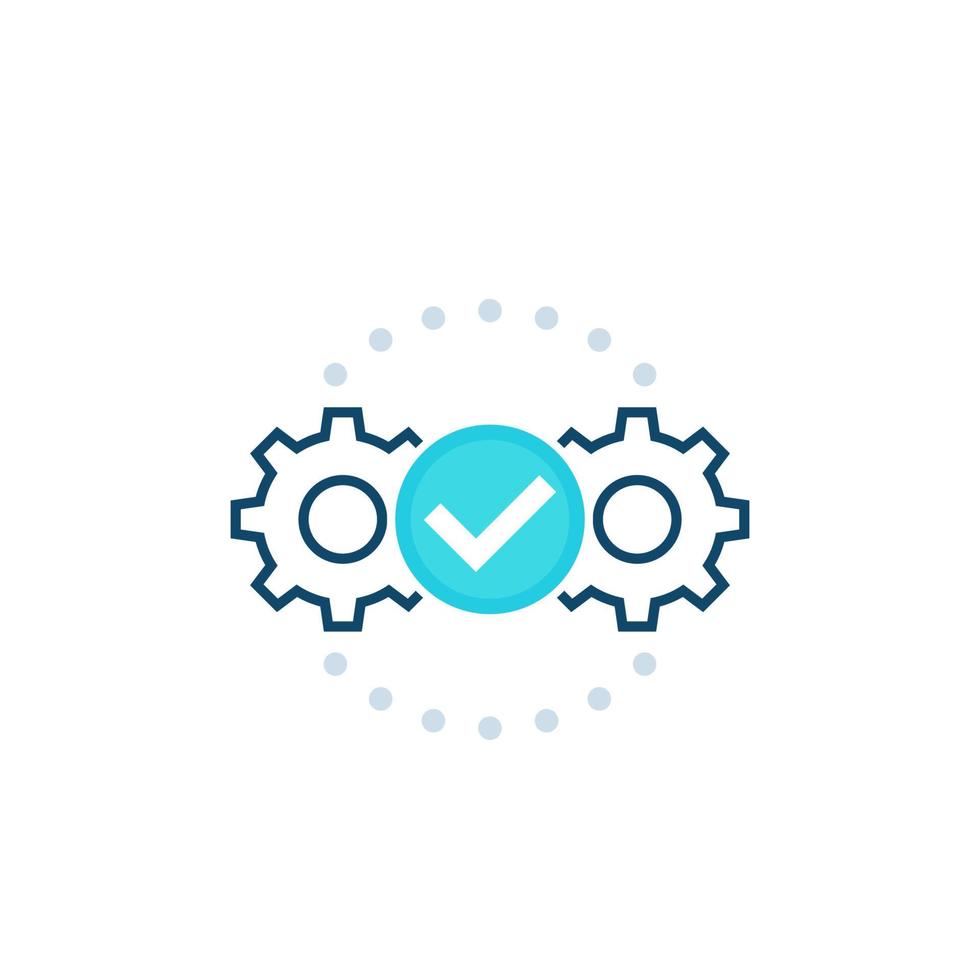 Execution vector icon with cogwheels