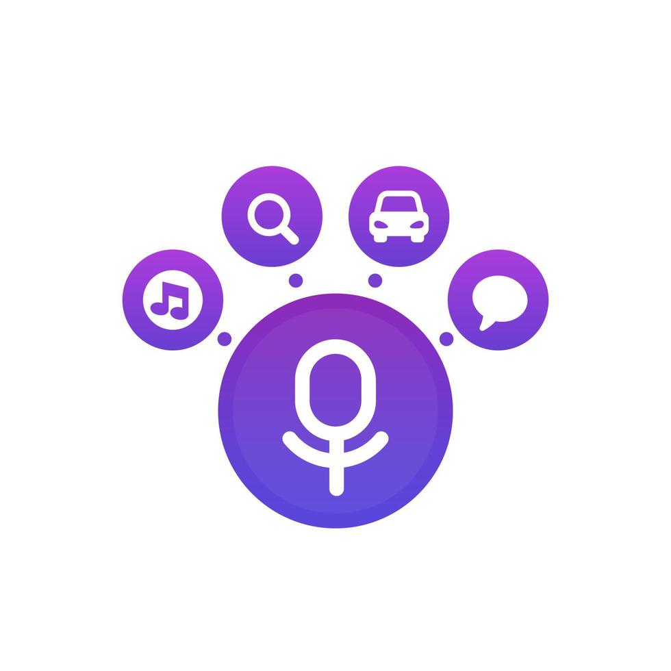 Voice assistant vector icons on white