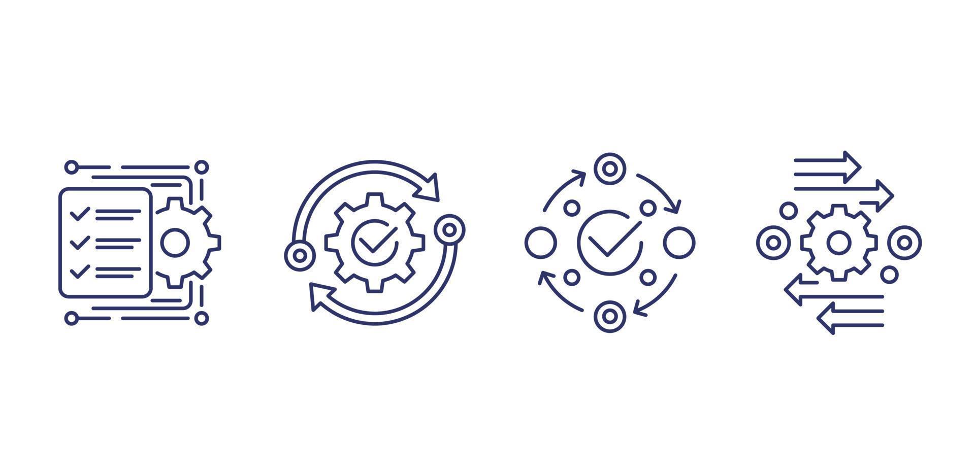 project management, efficiency line icons vector